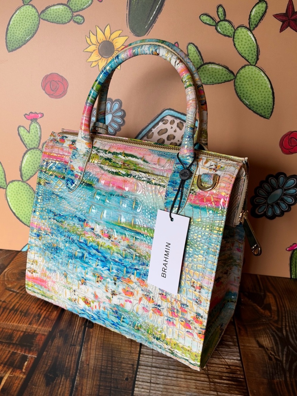 HTF BRAHMIN SMALL CAROLINE STAYCATION SATCHEL BAG NWT TROPIC FISH - Picture 3 of 13